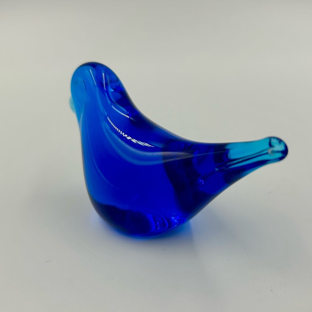 Hand-blown Cobalt Bluebird of Happiness Glass Collectible Paperweight Gift - Picture 5 of 7